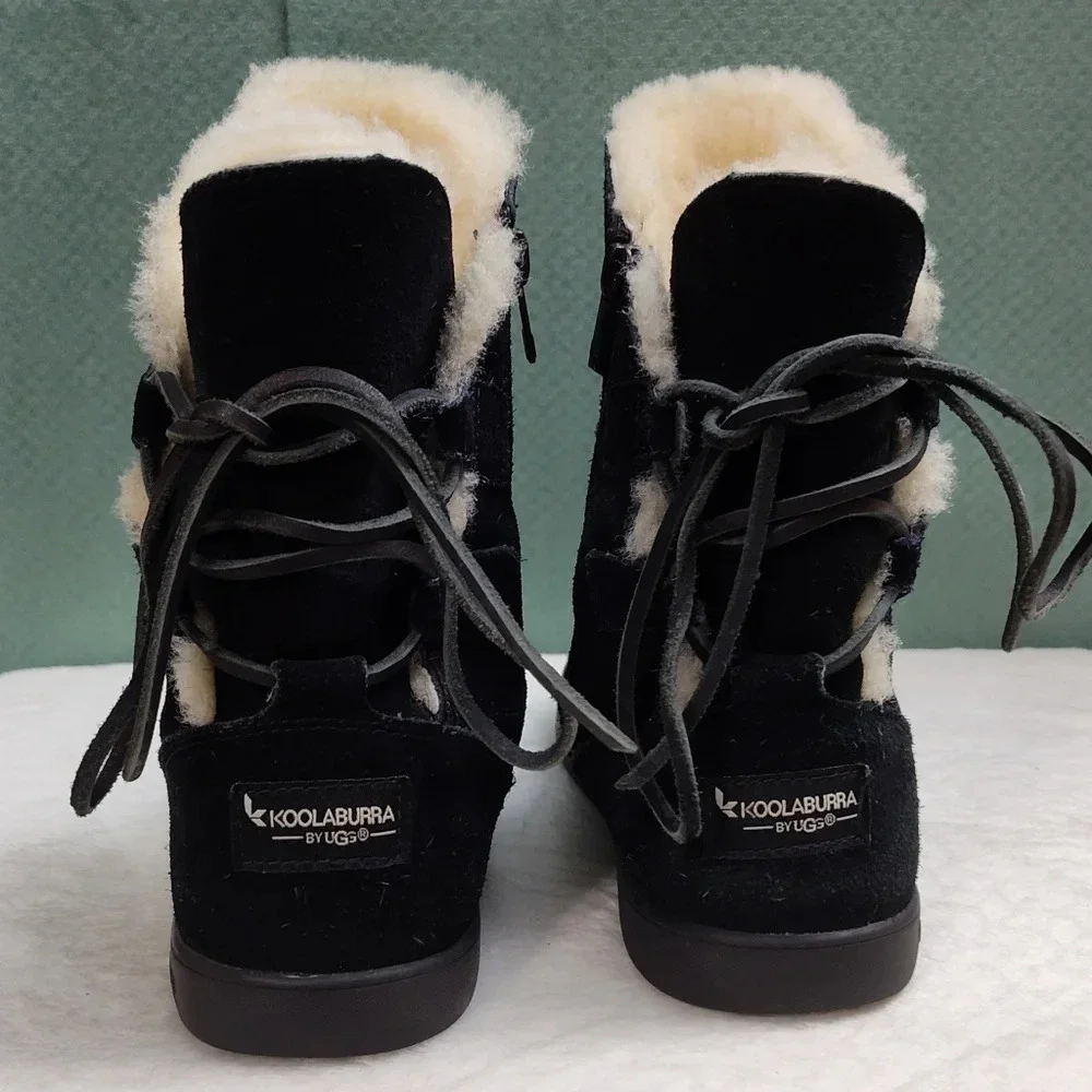 Koolaburra by Ugg Shazi Short Black Winter Boots Cabincore Size 6